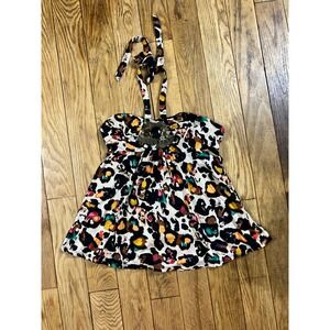 Y2K Bra Tops Halter‎ Top Animal Print Party Festival Tank Top Embellished